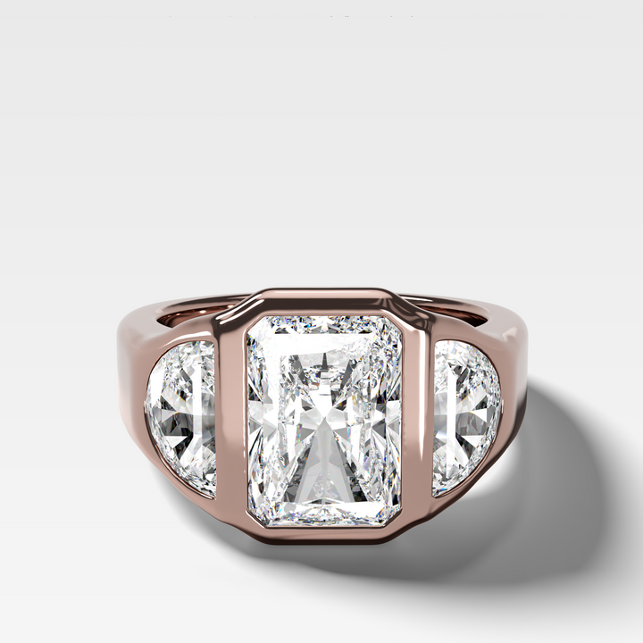 Sculptural Luxury: Burnished Radiant & Half Moon Ring