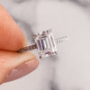 2.0 CT Emerald Cut Moissanite Hidden Halo Engagement Ring