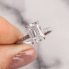 2.0 CT Emerald Cut Moissanite Hidden Halo Engagement Ring