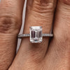 2.0 CT Emerald Cut Moissanite Hidden Halo Engagement Ring