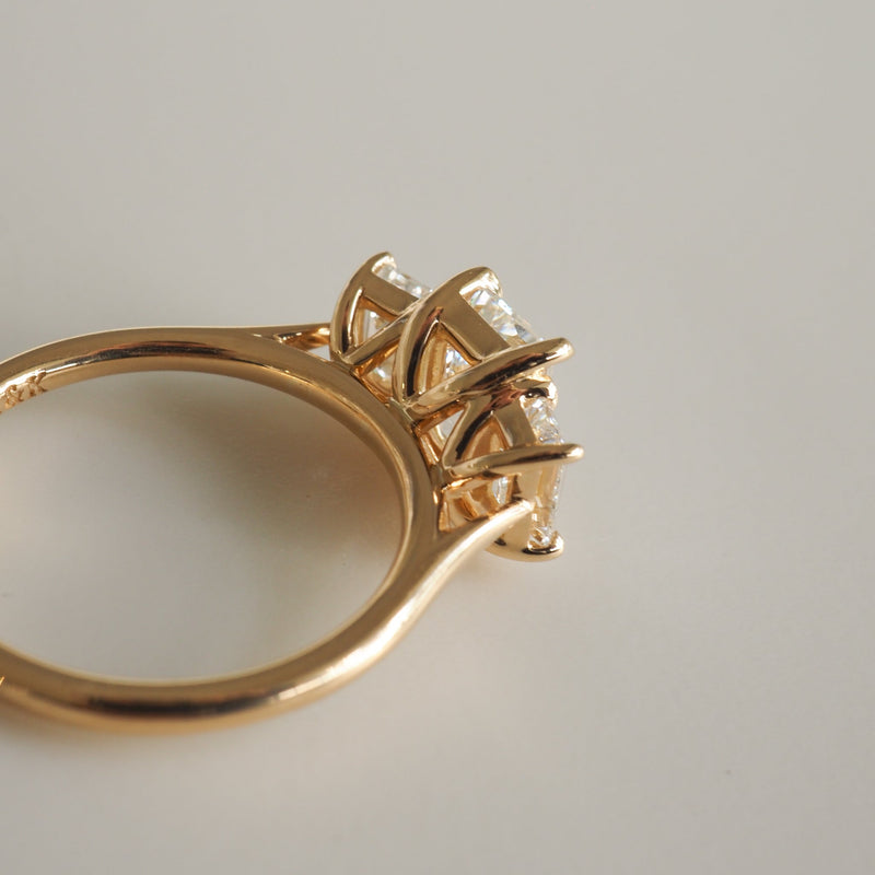 2.05 Carats  Emerald Shaped CVD Diamond Three Stone Style Engagement Ring