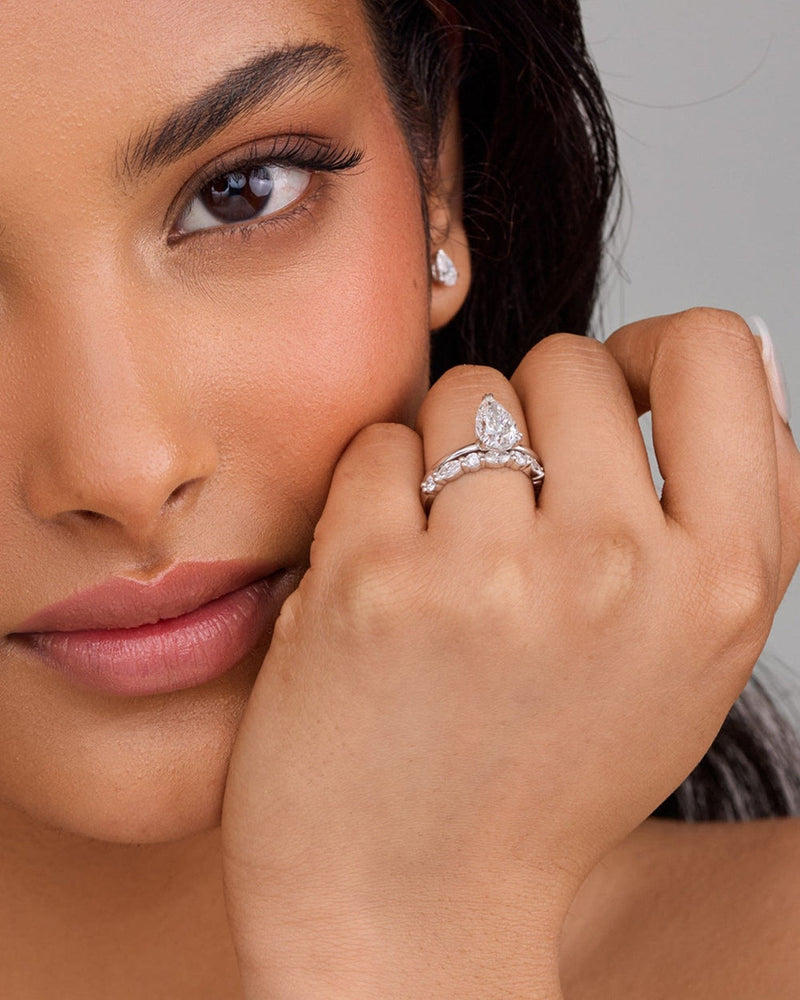 2.0 - 4.0 CT Pear CVD Diamond Solitaire Engagement Ring