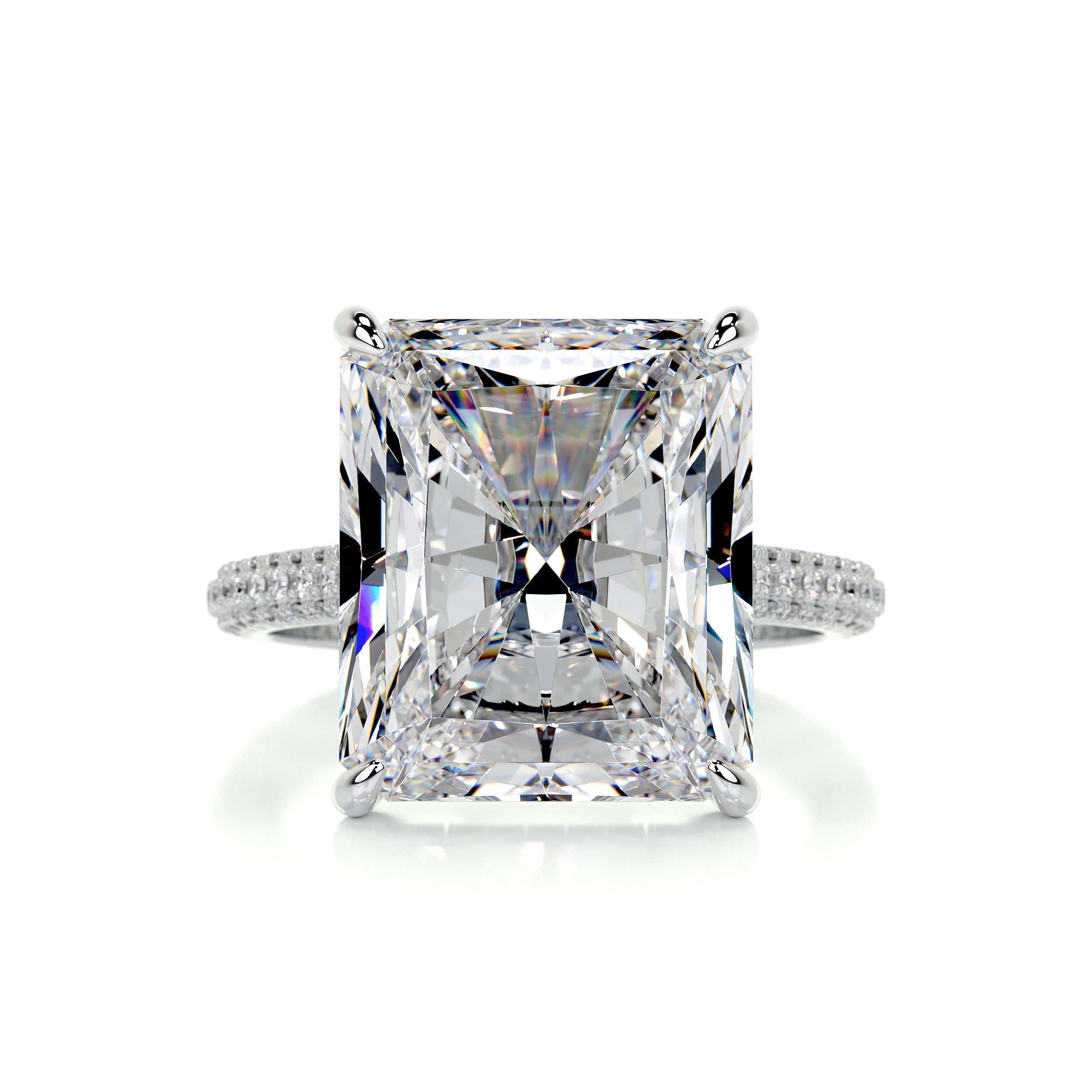 8.0 ct Radiant Cut Moissanite Triple Pavé Engagement Ring