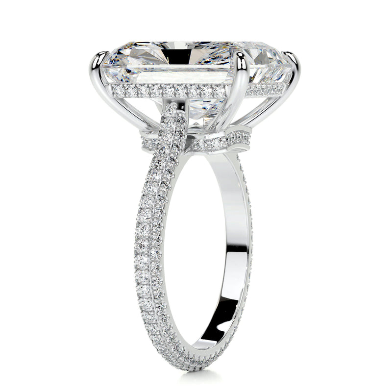 8.0 ct Radiant Cut Moissanite Triple Pavé Engagement Ring