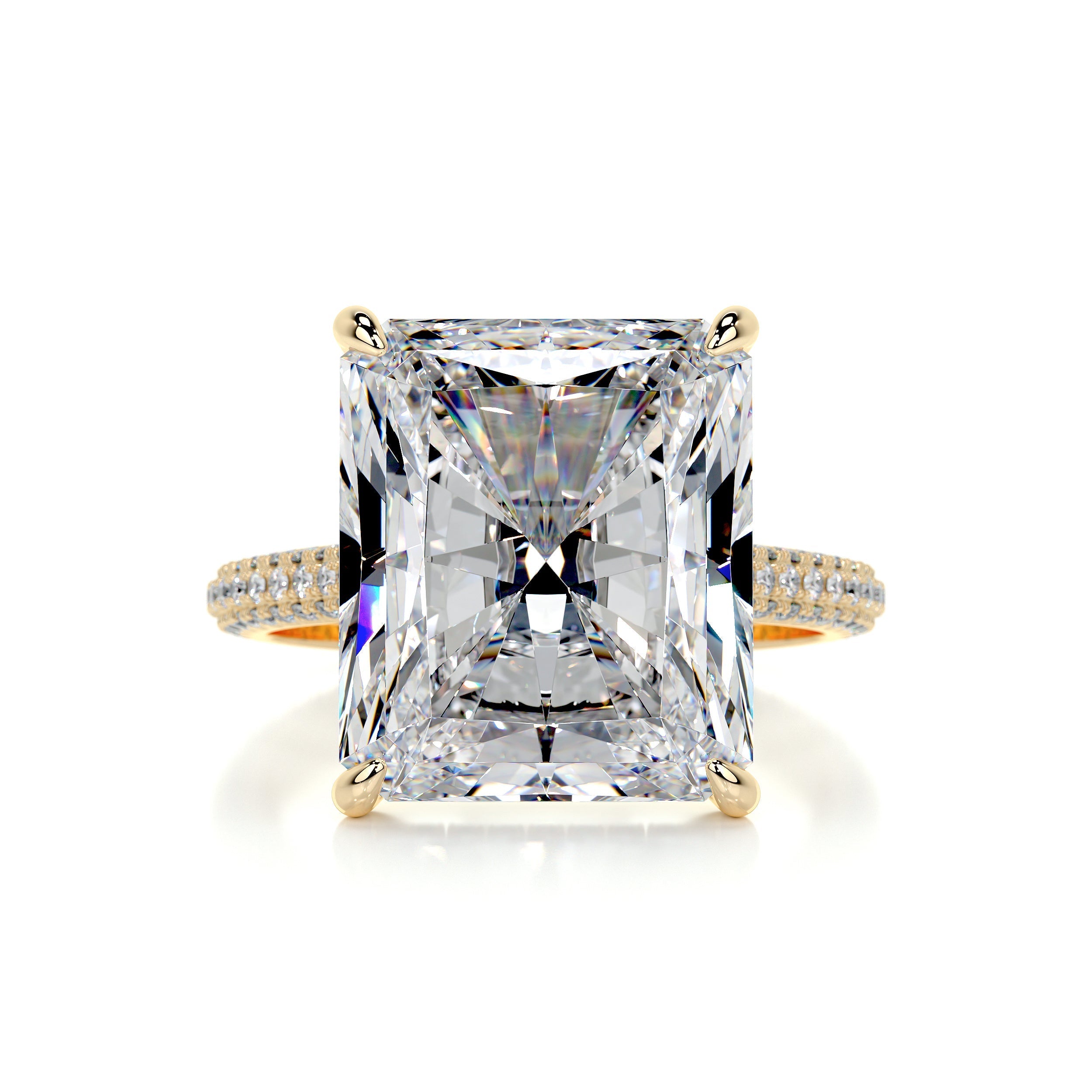 8.0 ct Radiant Cut Moissanite Triple Pavé Engagement Ring