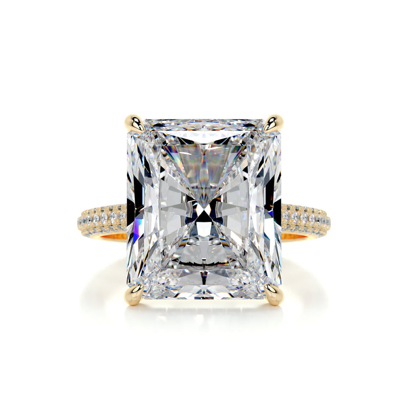 8.0 ct Radiant Cut Moissanite Triple Pavé Engagement Ring