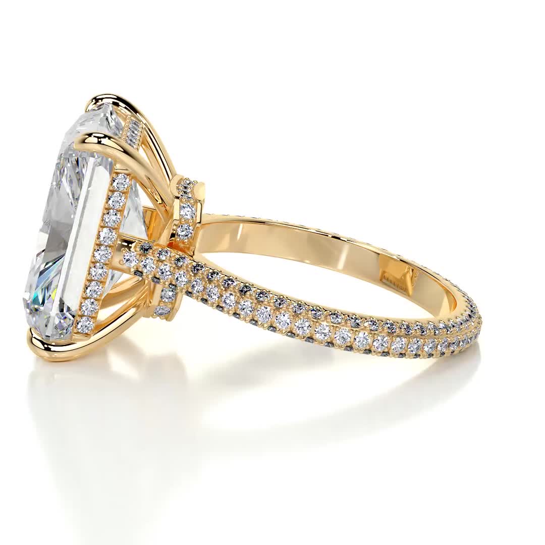 8.0 ct Radiant Cut Moissanite Triple Pavé Engagement Ring