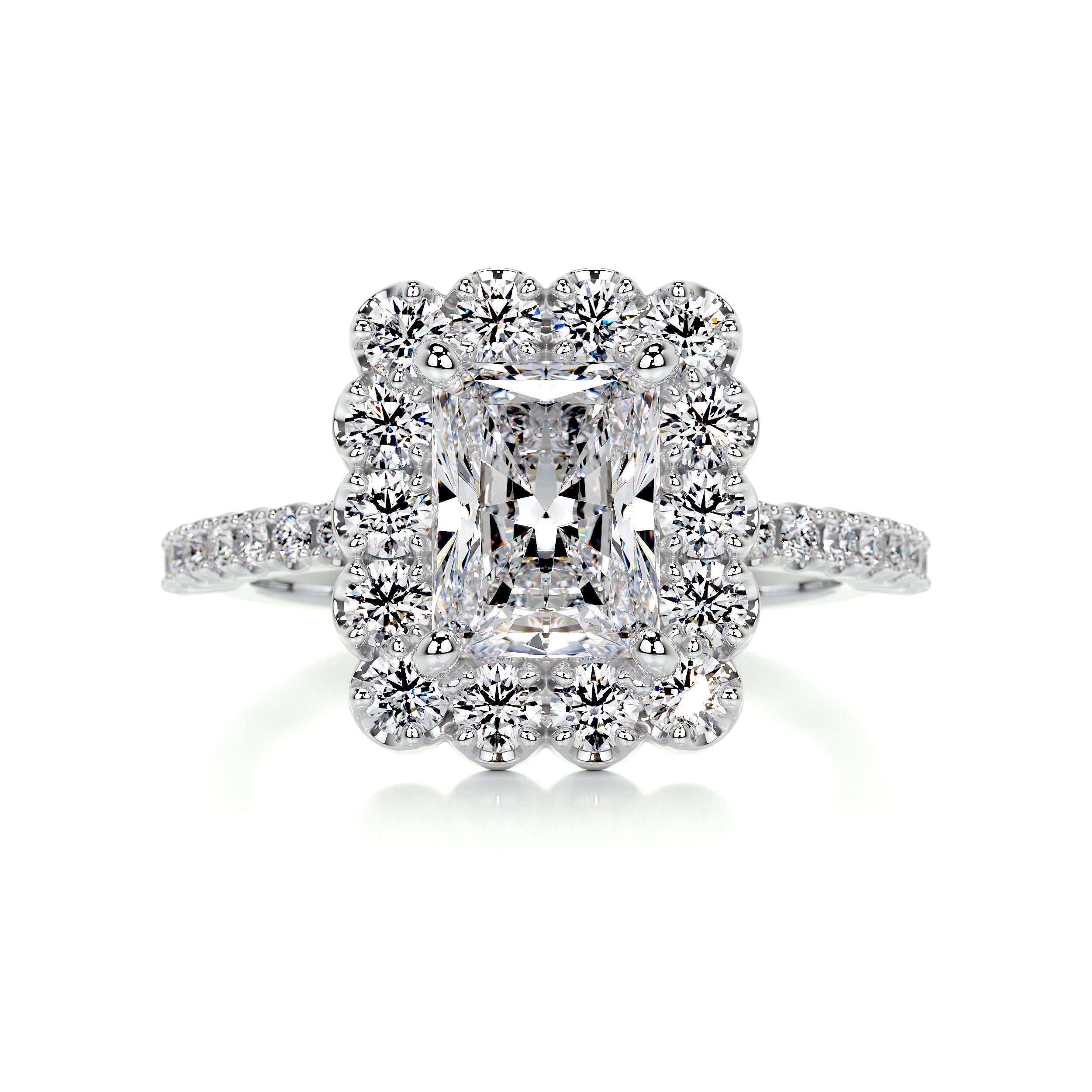 2.50 ct Radiant Cut Moissanite Halo Diamond Engagement Ring