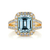 4.50 ct Emerald Halo Split Shank Gemstone Engagement Ring