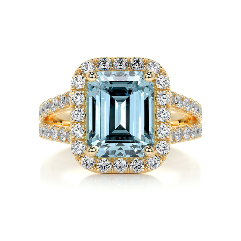 4.50 ct Emerald Halo Split Shank Gemstone Engagement Ring
