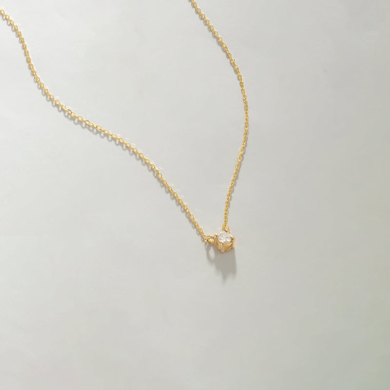 Tiny Round Solitaire Diamond Necklace for Women