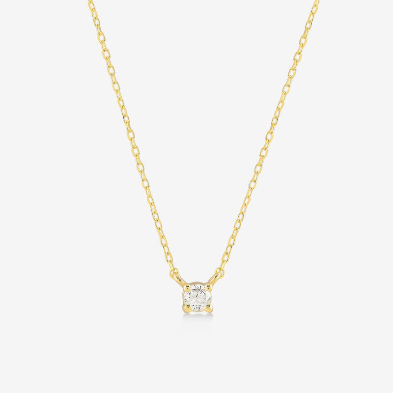 Tiny Round Solitaire Diamond Necklace for Women