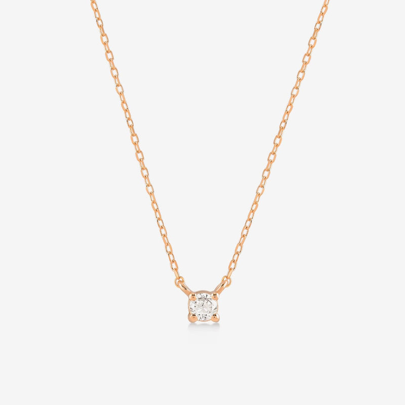 Tiny Round Solitaire Diamond Necklace for Women