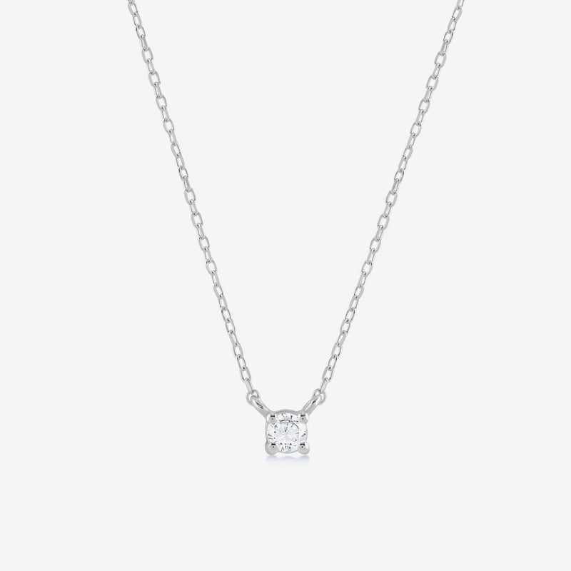 Tiny Round Solitaire Diamond Necklace for Women
