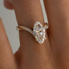 1.50CT-2.50CT Elongated Oval Cut Moissanite Pave Diamond Eve Engagement Ring
