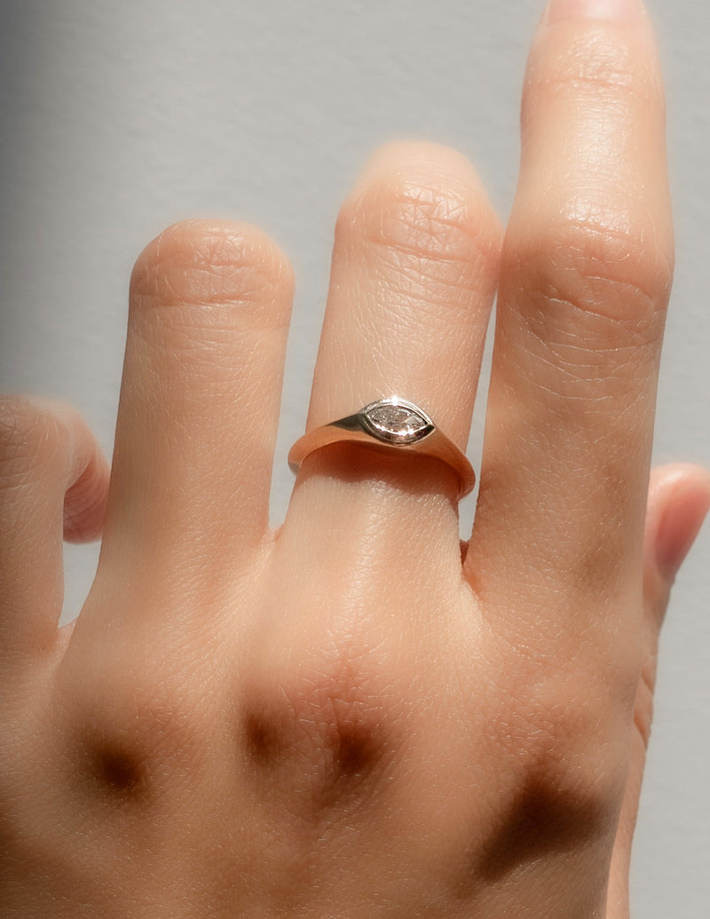 0.25CT-1.0CT Bezel Marquise Cut Moissanite Diamond Engagement Ring
