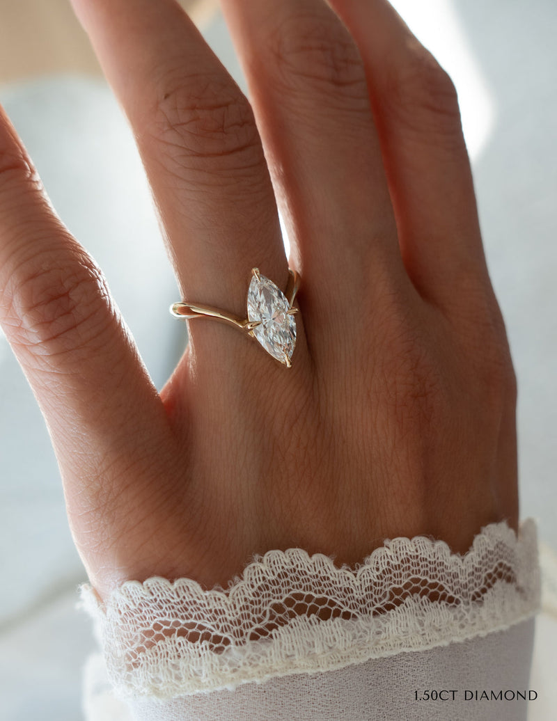 1.25CT-2.0CT Marquise Cut Moissanite Unique Engagement Ring