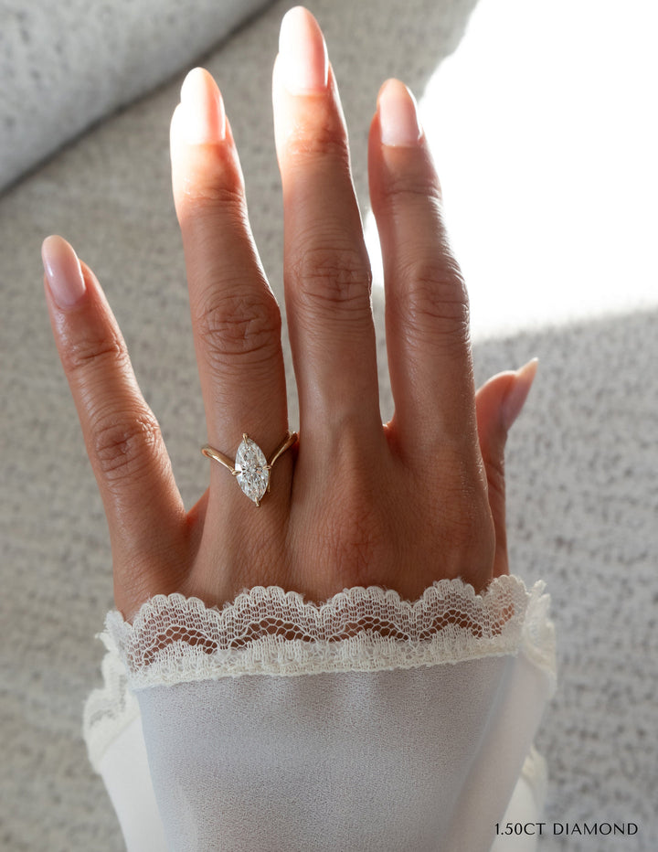 1.25CT-2.0CT Marquise Cut Moissanite Unique Engagement Ring