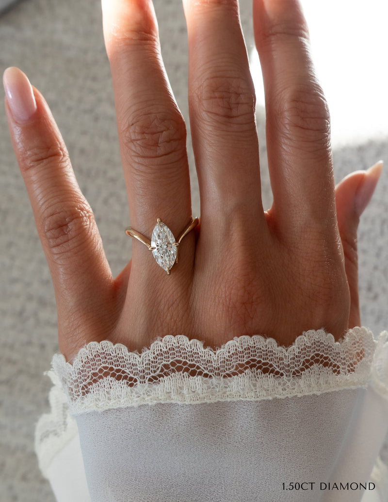 1.25CT-2.0CT Marquise Cut Moissanite Unique Engagement Ring