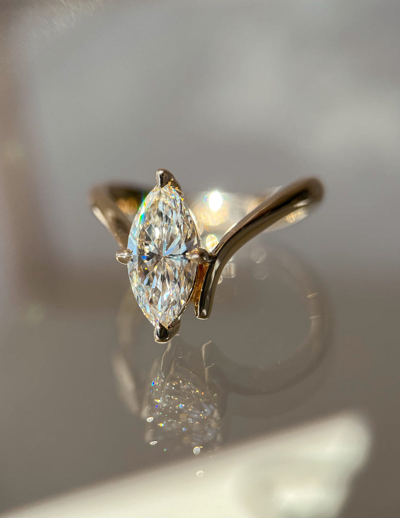 1.25CT-2.0CT Marquise Cut Moissanite Unique Engagement Ring