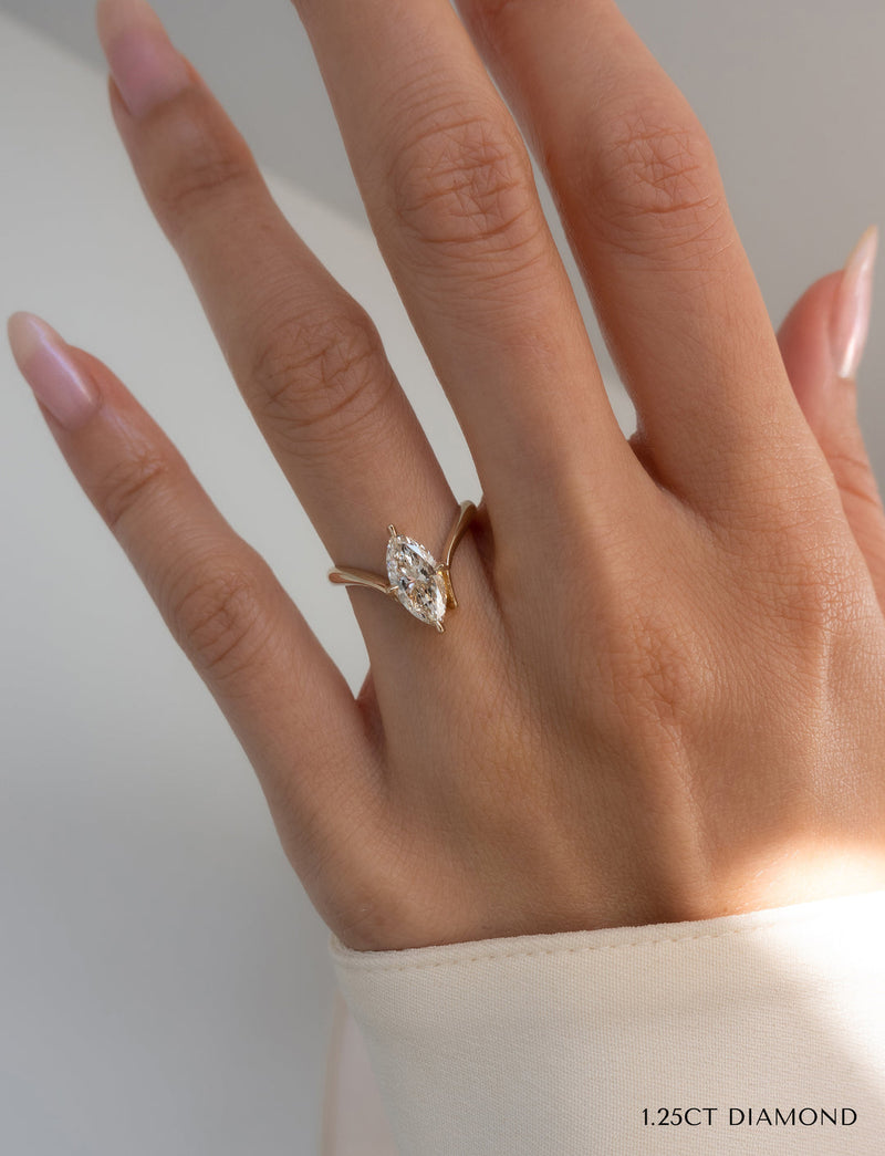 1.25CT-2.0CT Marquise Cut Moissanite Unique Engagement Ring