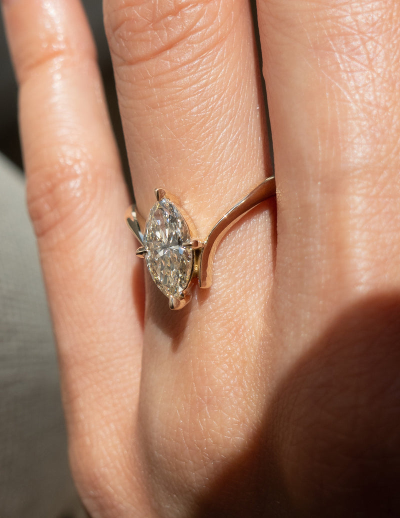 1.25CT-2.0CT Marquise Cut Moissanite Unique Engagement Ring