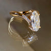 1.50CT-2.50CT Elongated Oval Cut Moissanite Pave Diamond Eve Engagement Ring