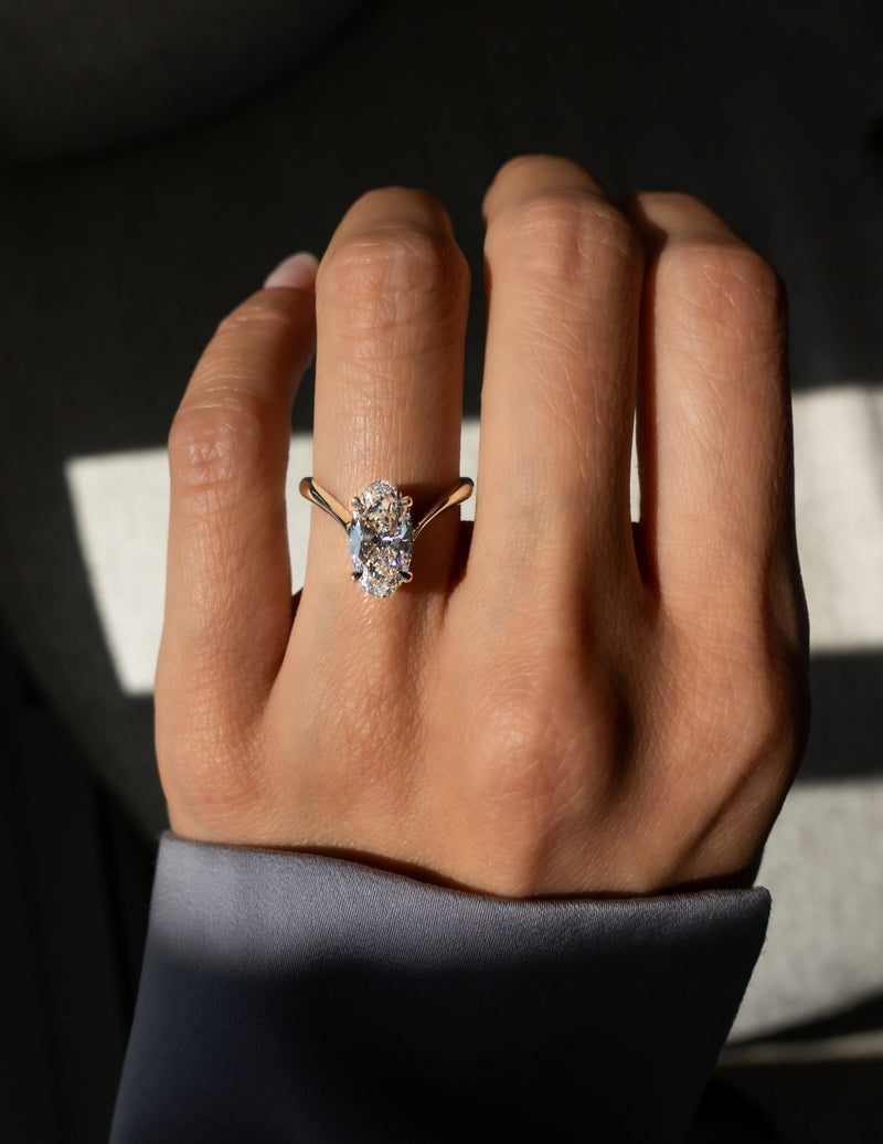 1.50CT-2.50CT Elongated Oval Cut Moissanite Diamond Eve Engagement Ring
