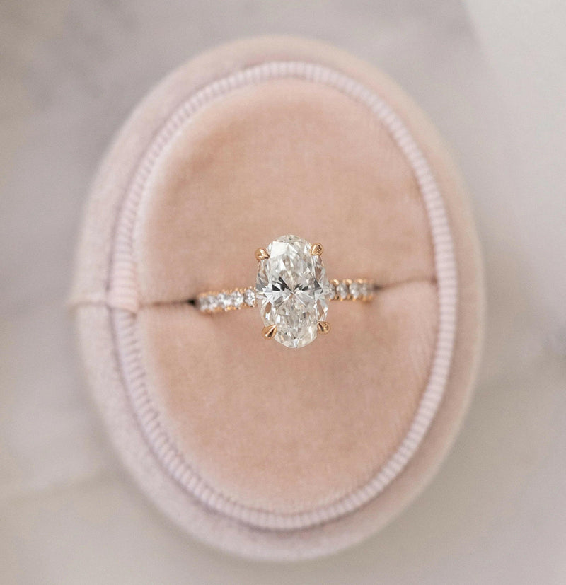 3.0 CT Oval Moissanite Solitaire Pave Setting Engagement Ring