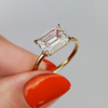 2CT East West Emerald Cut Moissanite Solitaire Engagement Ring