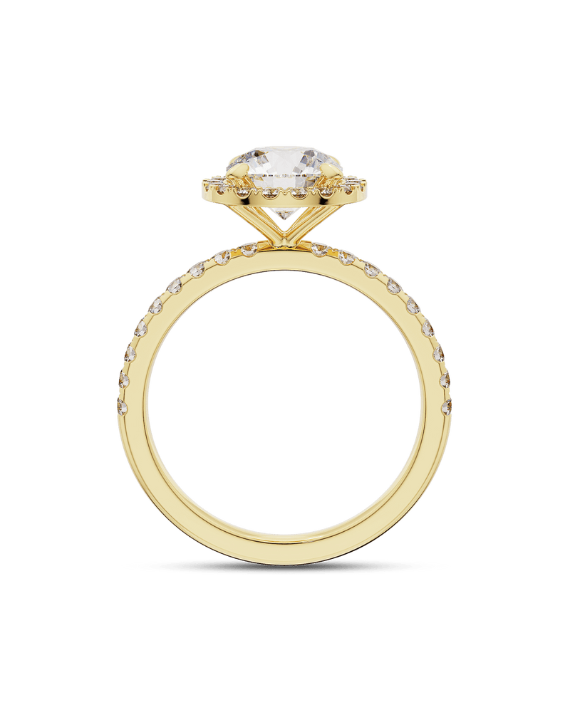 1.0 - 3.0 CT Round CVD Diamond Halo & Pave  Engagement Ring