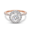 1.0 - 3.0 CT Round CVD Diamond Halo & Pave  Engagement Ring