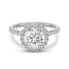 1.0 - 3.0 CT Round CVD Diamond Halo & Pave  Engagement Ring