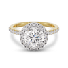 1.0 - 3.0 CT Round CVD Diamond Halo & Pave  Engagement Ring