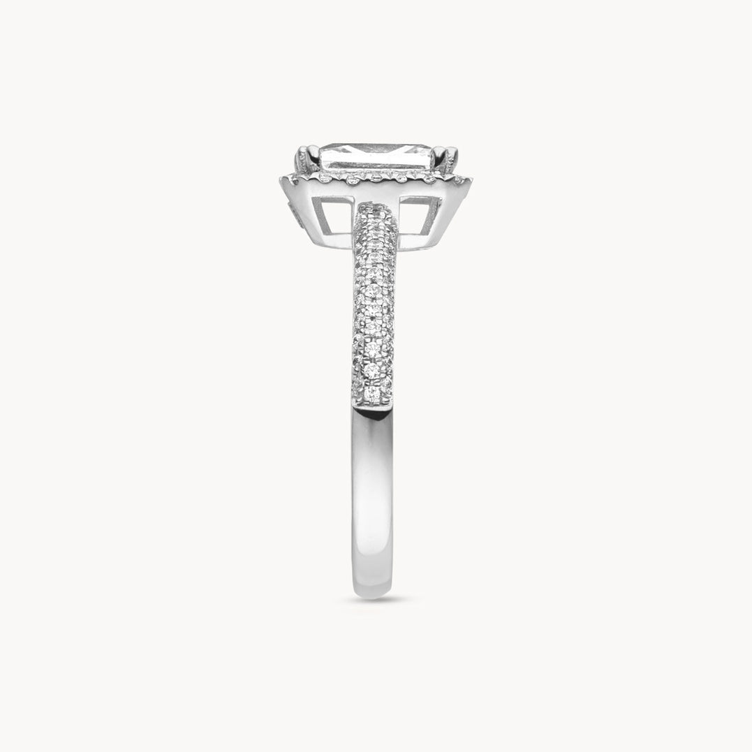 1.50-3.50 CT  Radiant Cut CVD Diamond Halo Pave Setting Engagement Ring