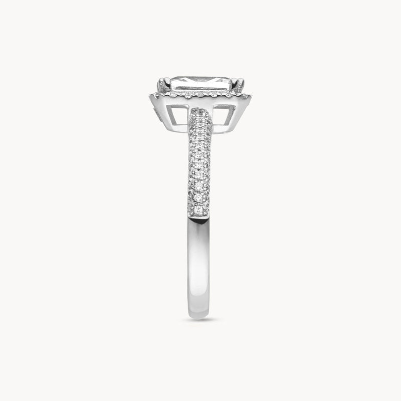 1.50-3.50 CT  Radiant Cut CVD Diamond Halo Pave Setting Engagement Ring