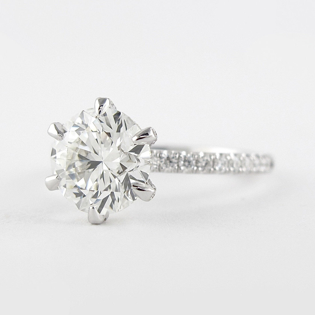 1.0CT Round Cut Three Side Pave Style Moissanite Engagement Ring