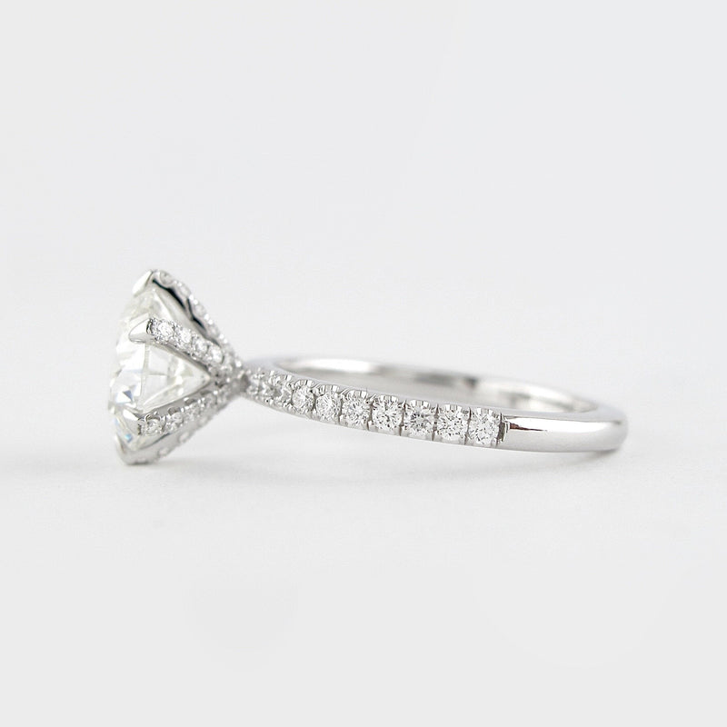 1.0CT Round Cut Three Side Pave Style Moissanite Engagement Ring