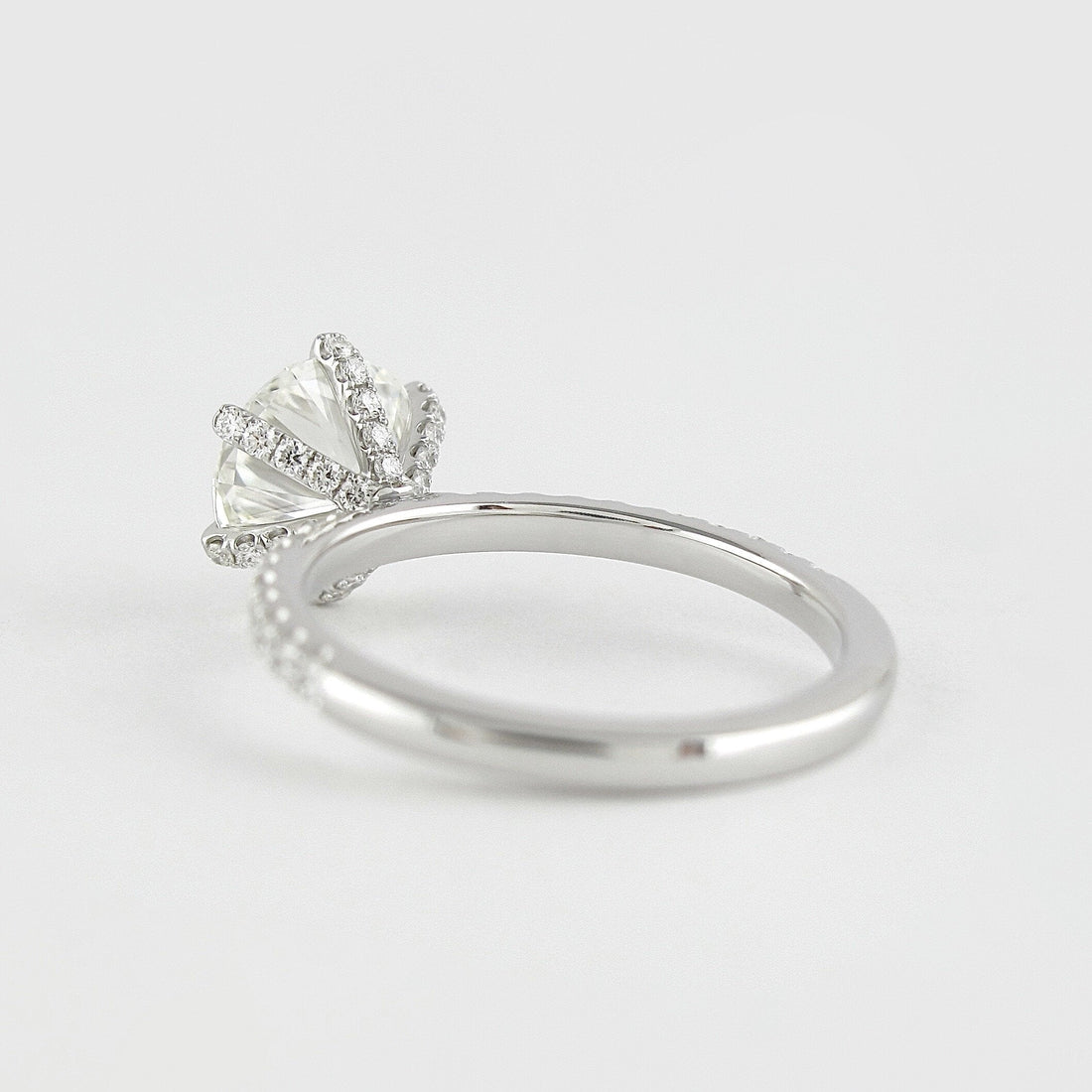 1.0CT Round Cut Three Side Pave Style Moissanite Engagement Ring