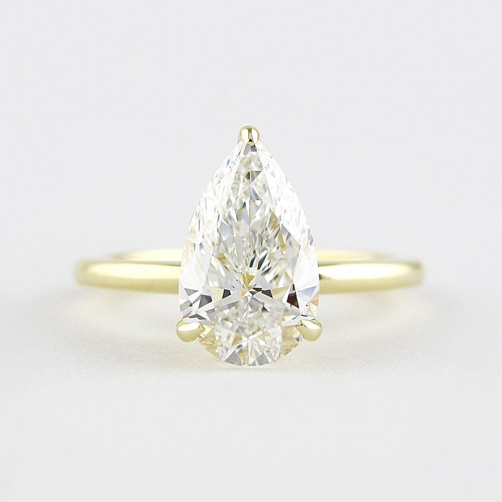 1.50CT Pear Moissanite Solitaire Engagement Ring With Hidden Halo Setting
