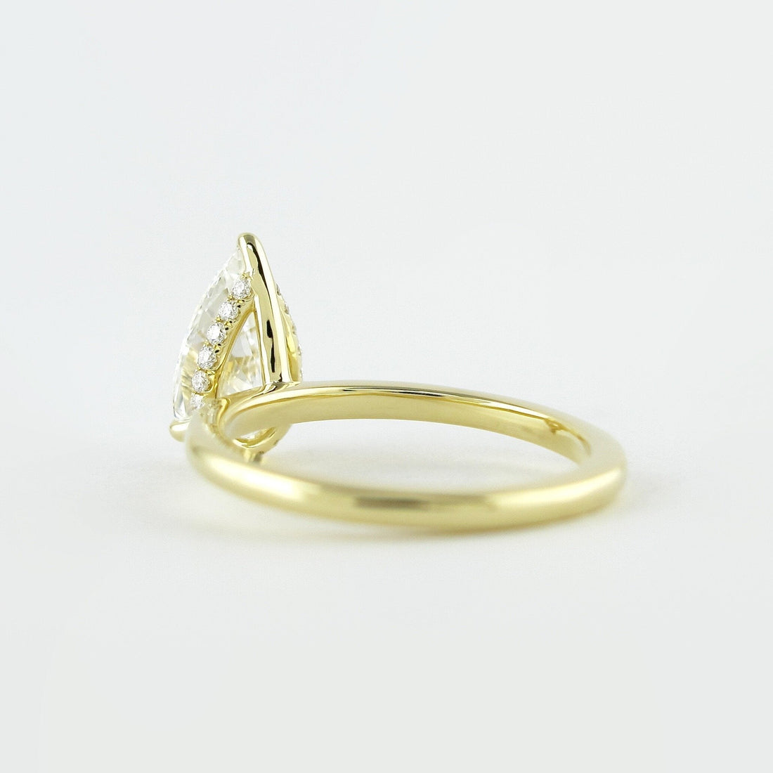 1.50CT Pear Moissanite Solitaire Engagement Ring With Hidden Halo Setting
