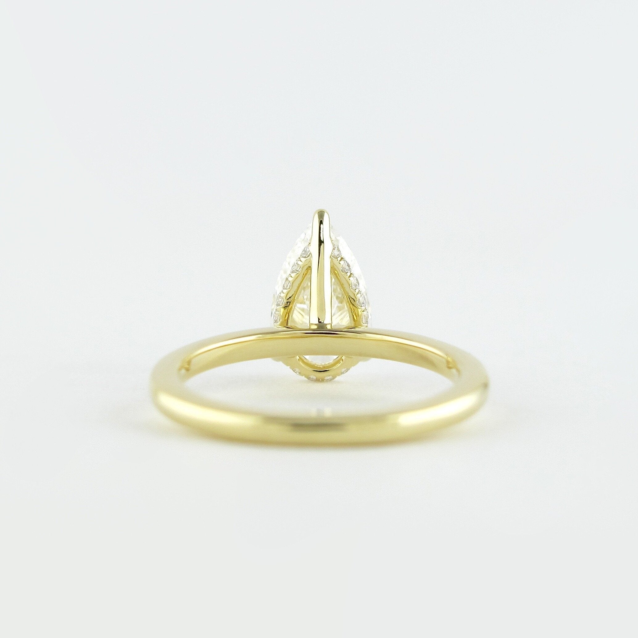 1.50CT Pear Moissanite Solitaire Engagement Ring With Hidden Halo Setting