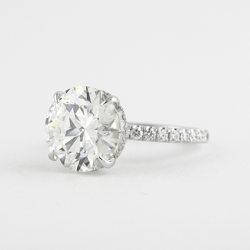 1.50CT Round Moissanite Hidden Halo Pave Setting Engagement Ring