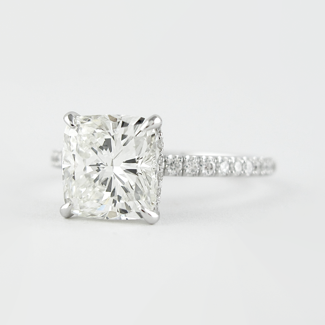1.80CT Cushion Cut Moissanite Hidden Halo Engagement Ring