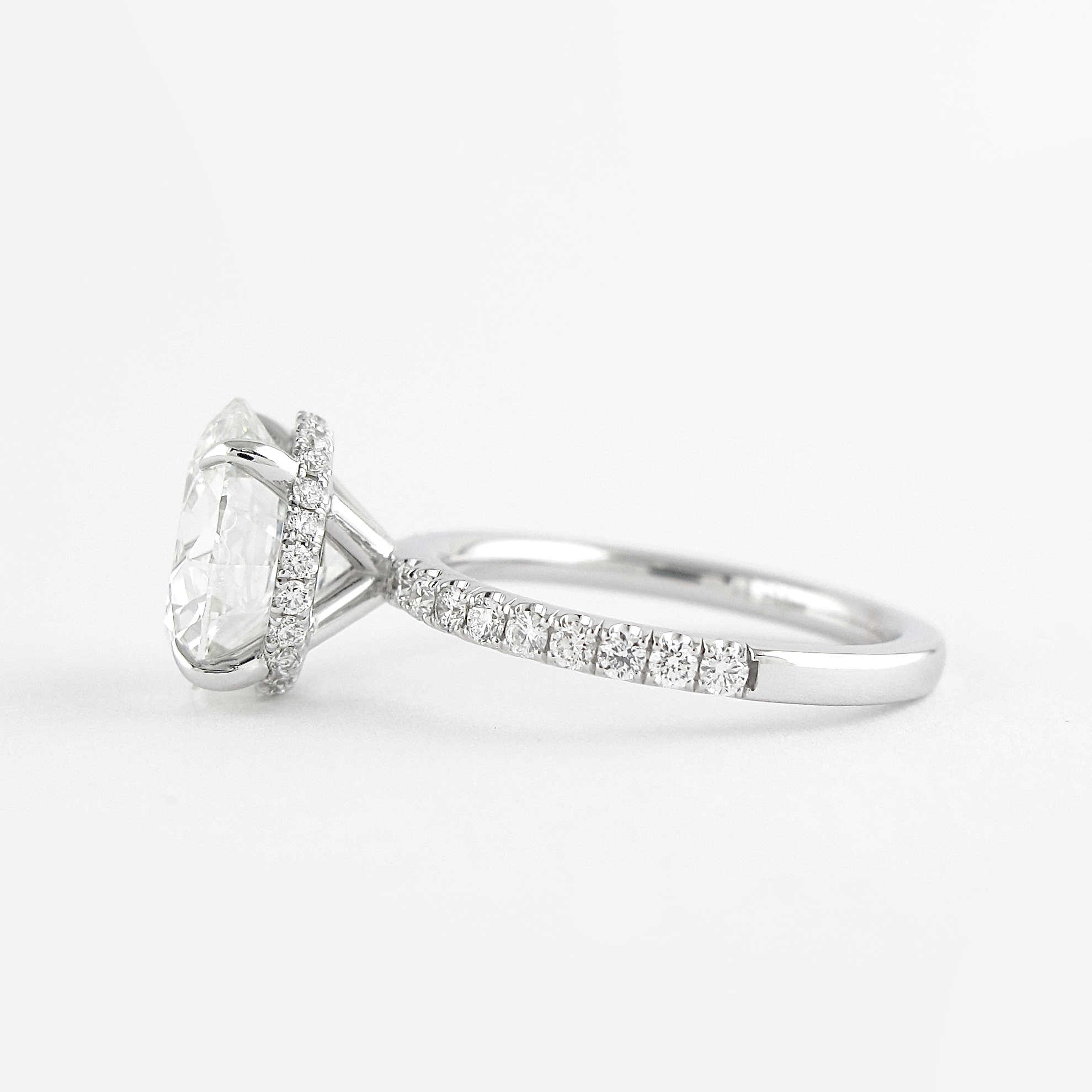 1.50CT Round Moissanite Hidden Halo Pave Setting Engagement Ring