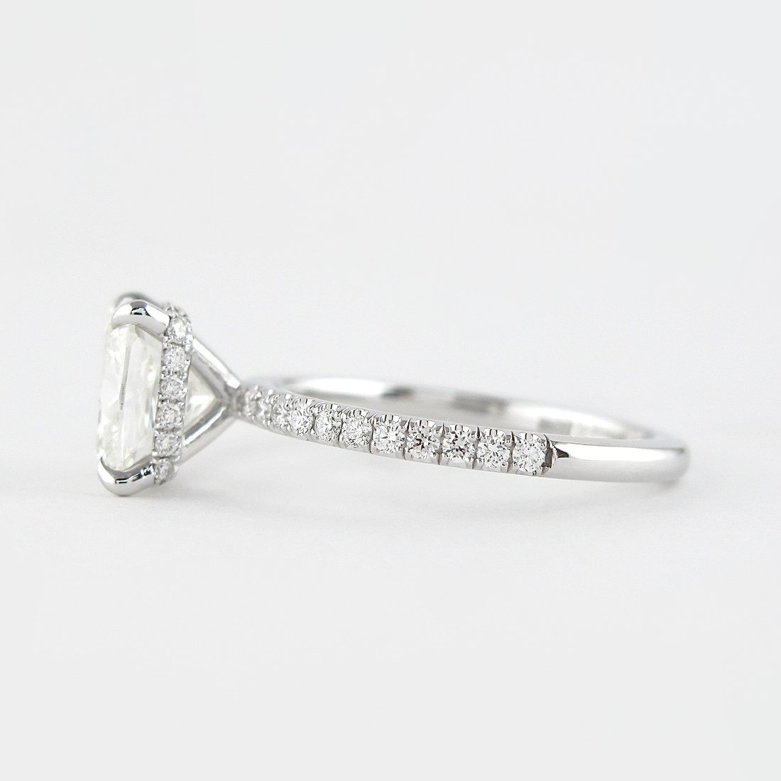 1.80CT Cushion Cut Moissanite Hidden Halo Engagement Ring
