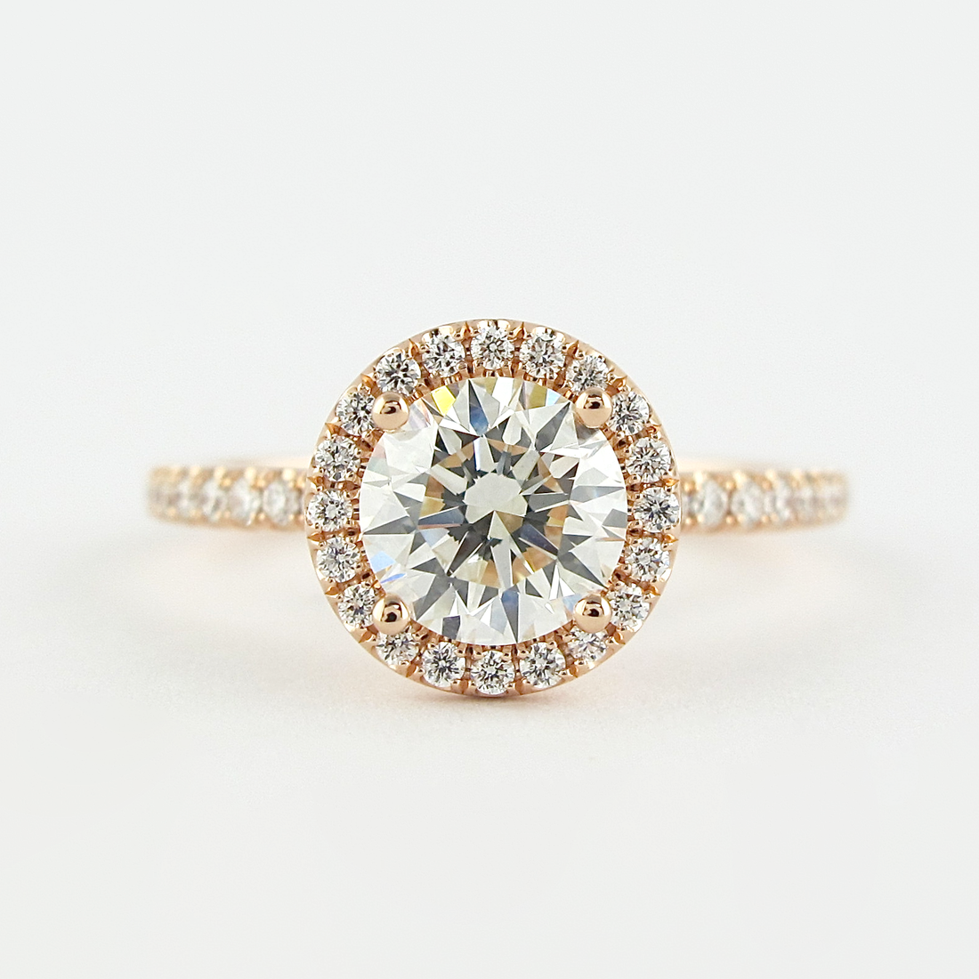 1.0CT Round Cut Halo Style Moissanite Engagement Ring