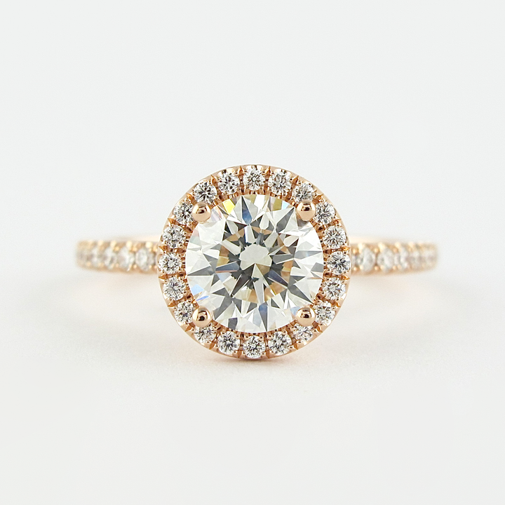 1.0CT Round Cut Halo Style Moissanite Engagement Ring