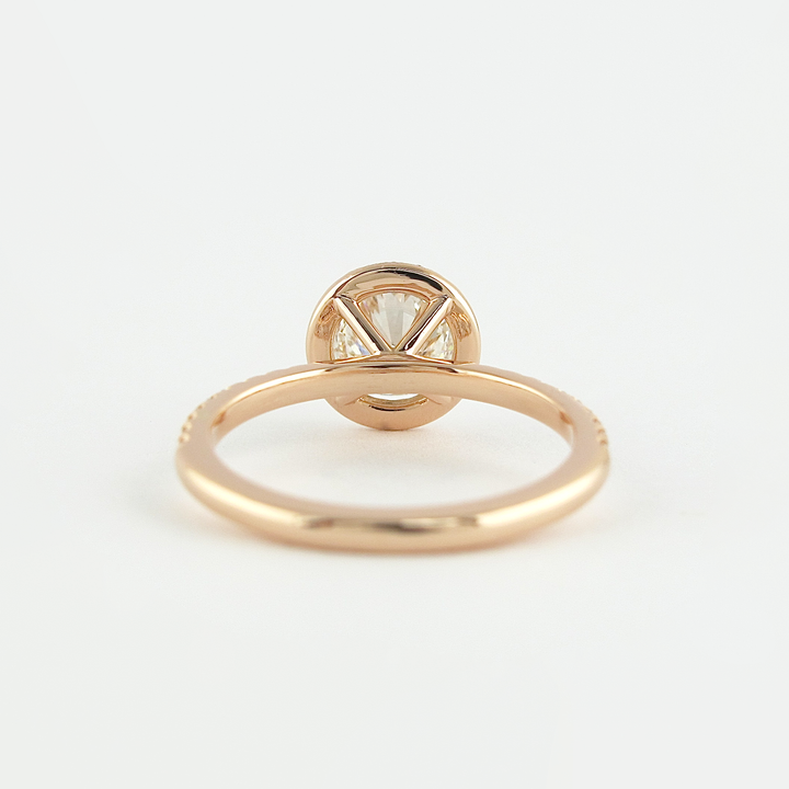 1.0CT Round Cut Halo Style Moissanite Engagement Ring