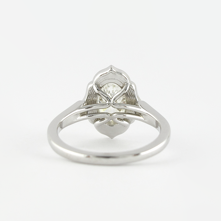 1.91CT Oval Cut Moissanite Vintage Halo Engagement Ring